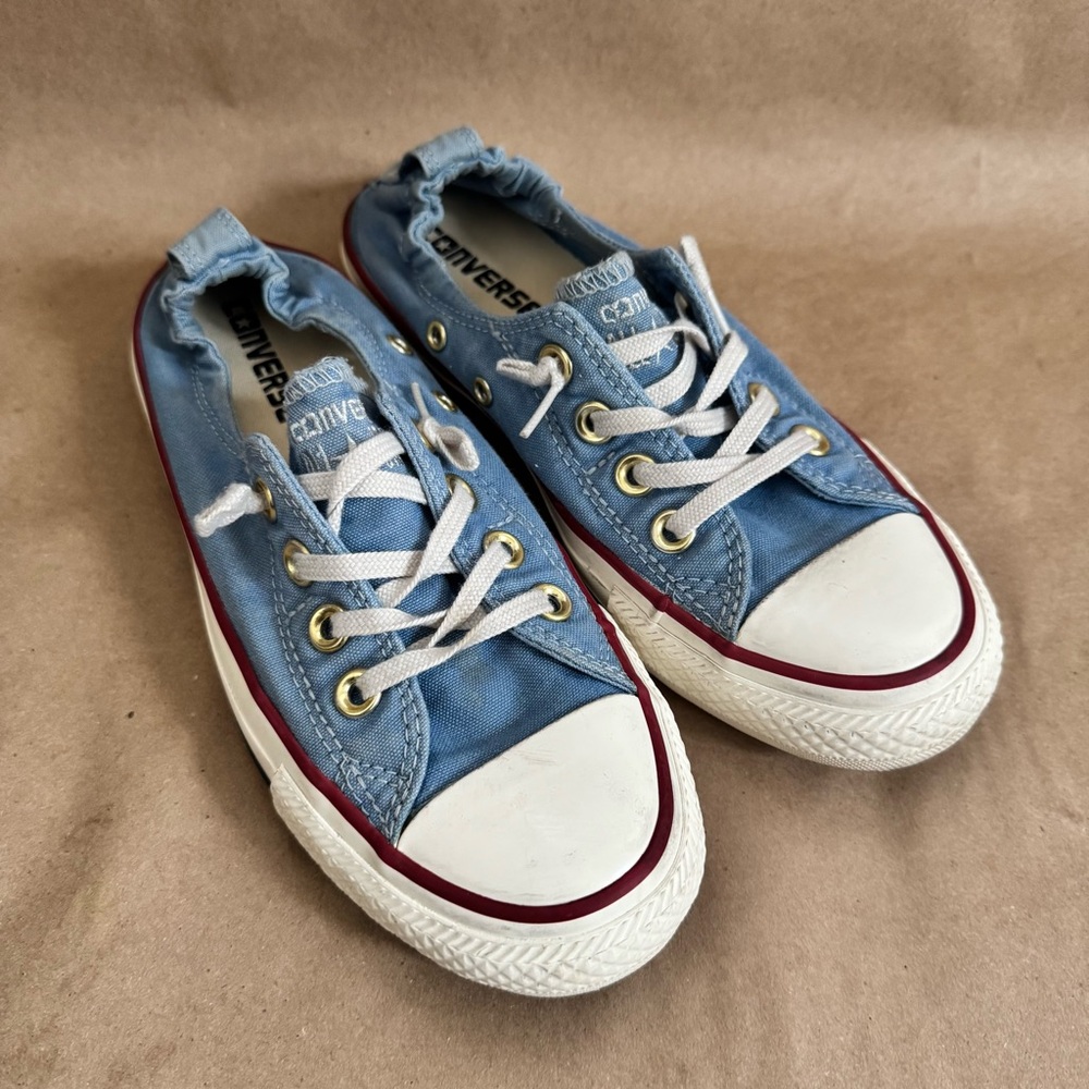 Converse Chuck Taylor All Star Shoreline slip-on shoes in a blue denim. Size 8